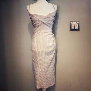 Stop Staring! Silver Vintage Midi Dress